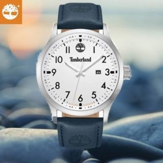 【Timberland】天柏嵐 TRUMBULL系列 經典腕錶 皮帶-白/海軍藍45mm(TDWGB0010102)