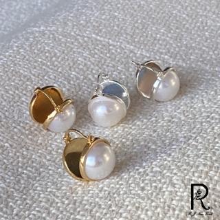 【RJ New York】低調美感雙面天然貝珍珠耳環(2色可選)