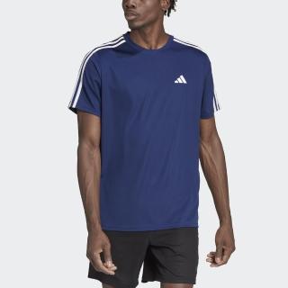 【adidas 愛迪達】TR-ES Base 3s T 男 短袖 上衣 T恤 亞洲版 運動 訓練 吸濕 排汗 藍(IB8152)