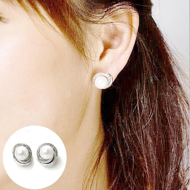 【山本美樹】千迴 淡水珍珠奧地利水晶針式耳環(MIT)