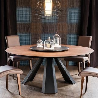 北歐LOFT工業風復古鐵藝實木圓形餐桌/飯桌/大圓桌(北歐風圓桌)