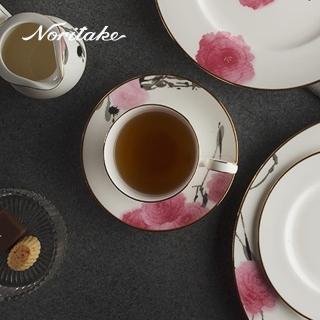 【NORITAKE】紅纓花瓣金邊骨瓷-咖啡對杯(新品上市 禮盒組)