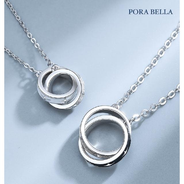 【Porabella】925純銀情侶款項鍊 男女款時尚小眾簡約 雙色雙環純銀項鍊 黑白配 Necklace  一對販售