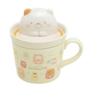 【San-X】角落生物 白熊咖啡廳系列 奶泡造型杯蓋 陶瓷馬克杯 貓咪(角落小夥伴)
