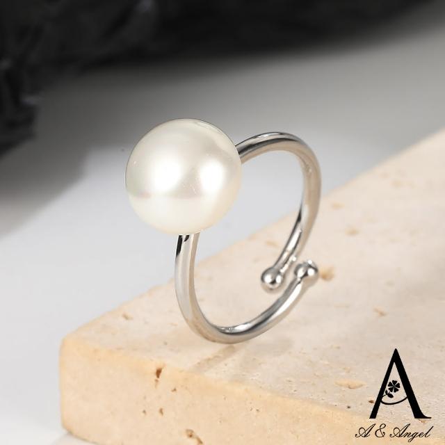 【ANGEL】孤單珍珠輕奢簡約開口彈性戒指(銀色)