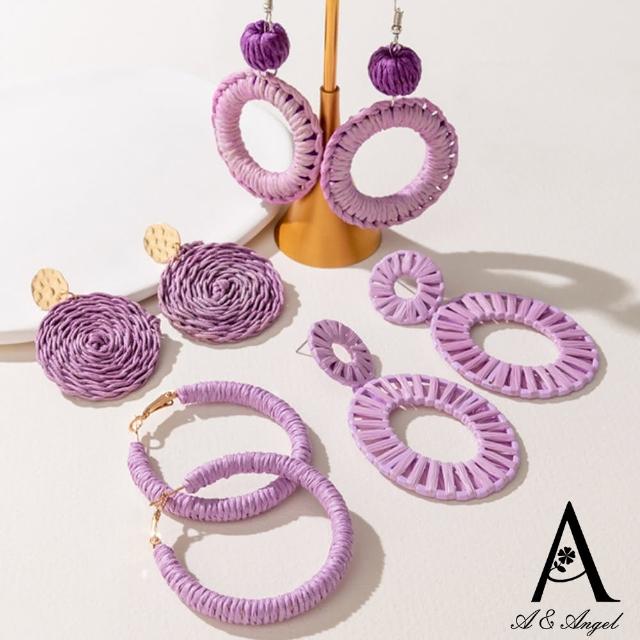 【ANGEL】浪漫紫編織手工幾何圈圈耳環(4色可選)