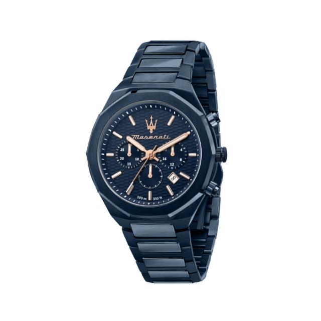 【MASERATI 瑪莎拉蒂】AQUA SUCCESSO 海洋水色超現代黑鋼腕錶45mm(R8873642008)