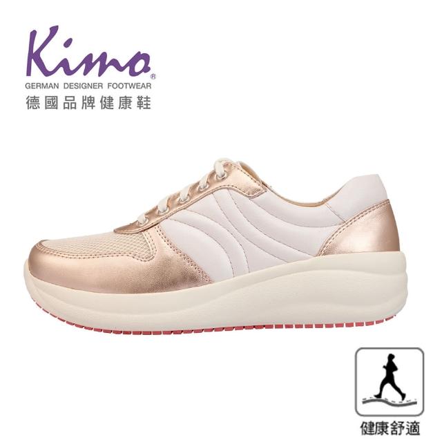 【Kimo】專利足弓支撐-網布珠光混種羊皮健康鞋 女鞋(玫瑰金 KBCSF141175)