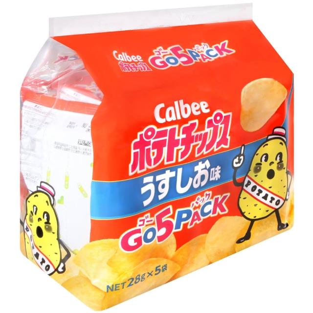 【Calbee 卡樂比】卡樂先生鹽味洋芋片5入(140g)