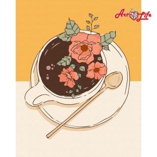 【ArtLife 藝術生活】DT187_玫瑰咖啡40*50CM(數字油畫 DIY DIY數字油畫 交換禮物 畫畫玩具)