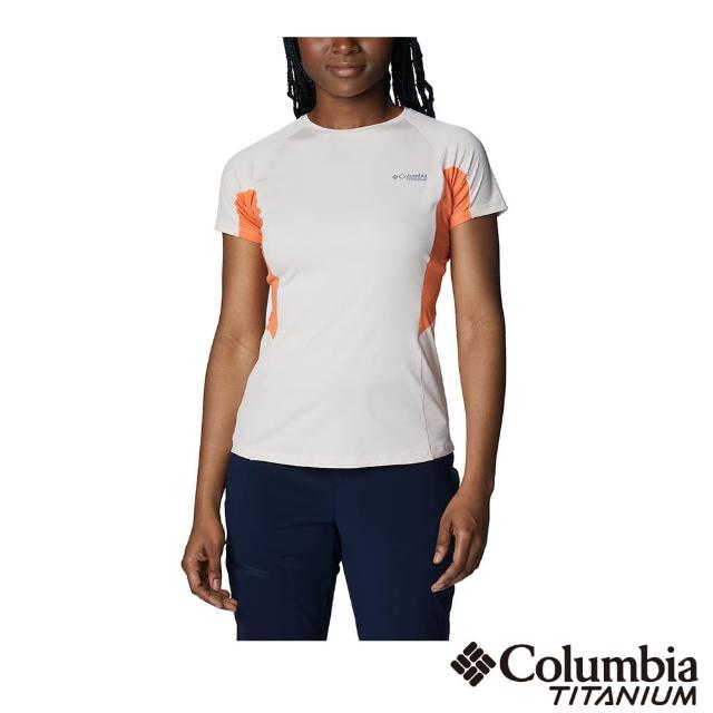 【Columbia 哥倫比亞 官方旗艦】女款-鈦 酷涼快排短袖上衣-橘紅(UAK18040AH / 2023年春夏)