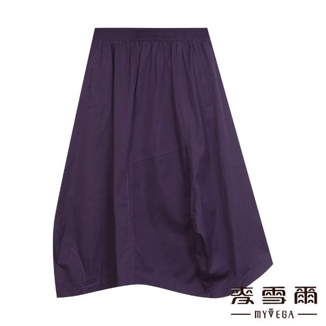 【MYVEGA 麥雪爾】多片拼接鬆緊腰造型長裙-深紫