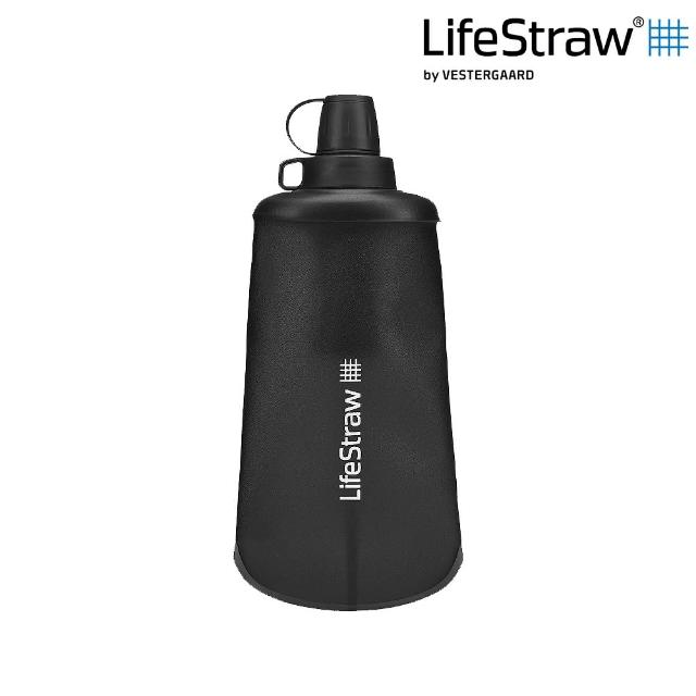 【LifeStraw】Peak 頂峰軟式水瓶 650ml｜深灰(過濾水瓶 可折疊擠壓 越野跑 登山健行 野外求生)