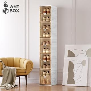 【hoi! 好好生活】ANTBOX 螞蟻盒子免安裝折疊式磁吸鞋盒10格(透明門板 磁吸式 鞋櫃)