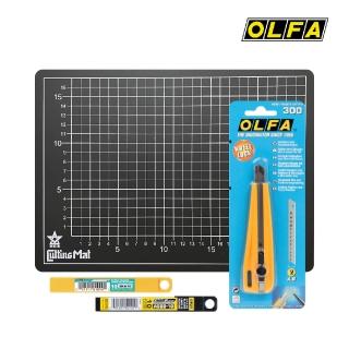 【OLFA】職人用小型美工刀300型(含切割墊/刀片)