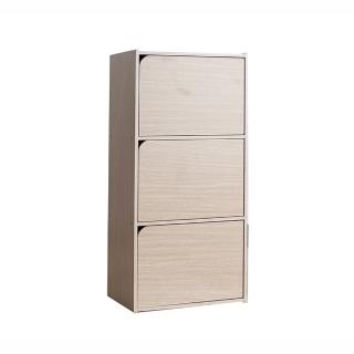 【固得家俬】日式白橡色三門櫃 收納櫃 書櫃 層板櫃(三門櫃)