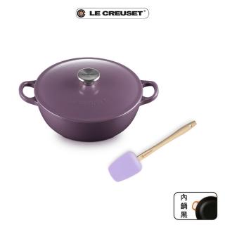 【Le Creuset】琺瑯鑄鐵鍋媽咪鍋水晶紫26cm(B鏟杓淡粉紫)