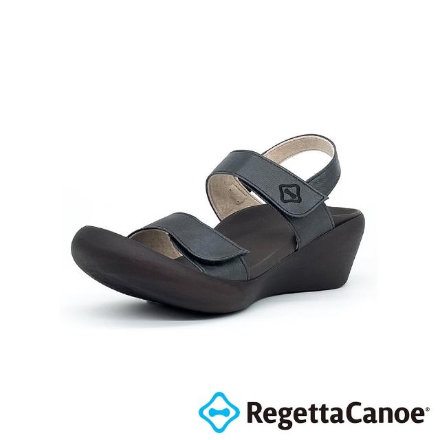 【RegettaCanoe】RegettaCanoe女士坡跟涼鞋 CJLW-5501(黑色)