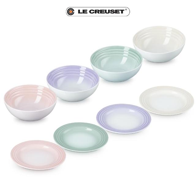 【Le Creuset】瓷器瓷器圓盤組17cm*4+早餐榖片碗組16cm*4(超值8入組)