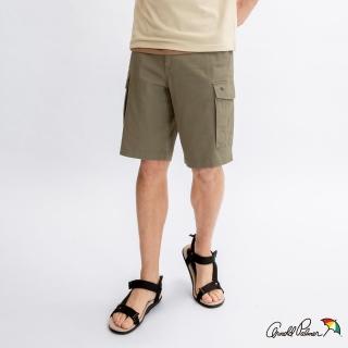 【Arnold Palmer 雨傘】男裝-側邊貼袋後腰鬆緊休閒短褲(軍綠色)