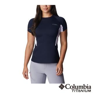 【Columbia 哥倫比亞 官方旗艦】女款-鈦 酷涼快排短袖上衣-深藍(UAK18040NY / 2023年春夏)