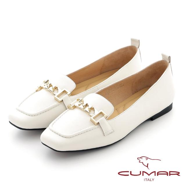 【CUMAR】鍊條微軟後採兩穿式包鞋(米白色)