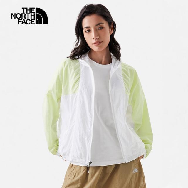 【The North Face】TNF 風衣外套 防風防曬 可收納 W 78 UPF WIND JACKET - AP 女款 白綠(NF0A5JXIIUE)