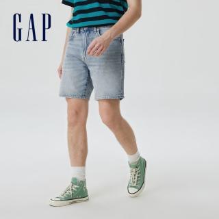 【GAP】男裝 純棉水洗寬鬆直筒牛仔短褲-淺藍色(602480)