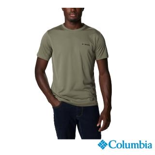 【Columbia 哥倫比亞 官方旗艦】男款-UPF30涼感快排短袖上衣-軍綠(UAE60840AG / 2023春夏品)