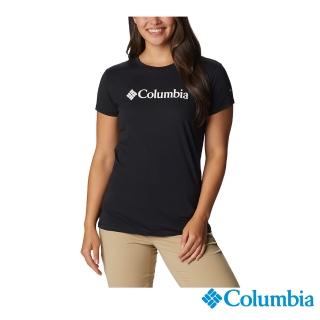 【Columbia 哥倫比亞 官方旗艦】女款-LOGO短袖T上衣-黑色(UAL07460BK / 2023年春夏)