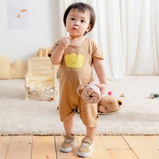 【OB 嚴選】咖啡廳家族台灣製山形吐司妹布丁小子印花寶寶連身衣嬰幼童裝 《QA1458》