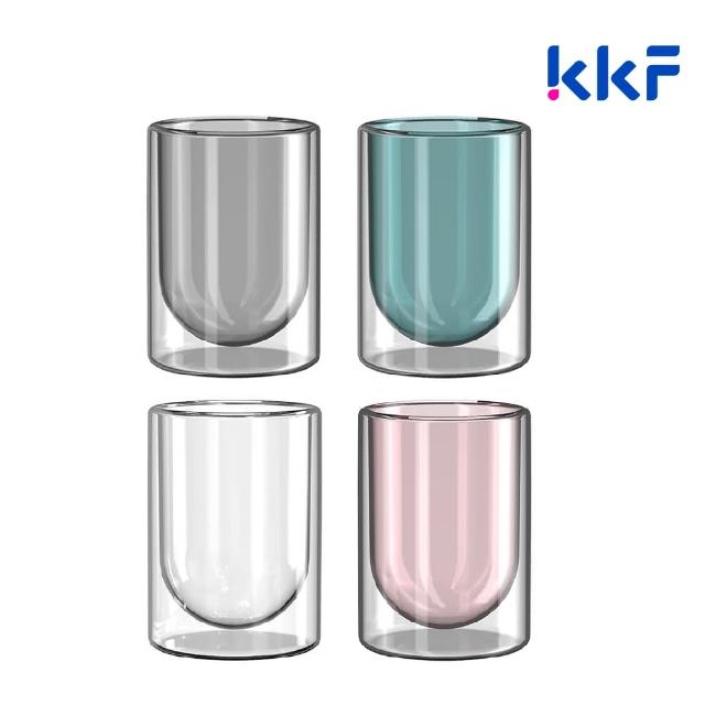 【KKF 吻吻魚】懸浮玻璃水杯 230ml 兩入組(耐熱玻璃、優美弧線、晶瑩色澤)