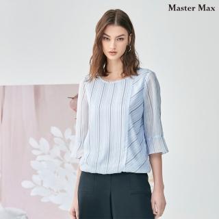 【Master Max】透氣涼爽直紋繡線五分袖雪紡上衣(8317077)