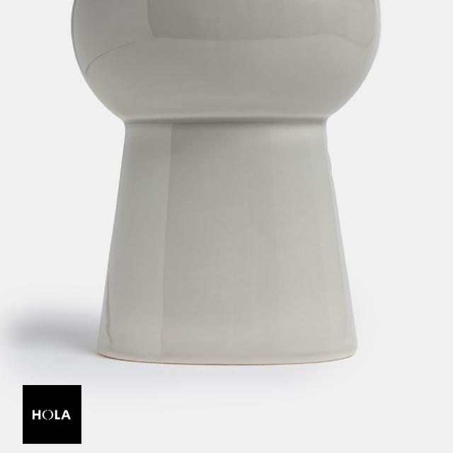 【HOLA】丹麥Ro Collection亮面陶器花瓶 灰白 17.5cm