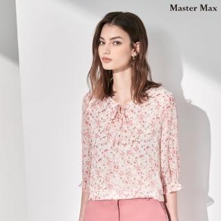 【Master Max】領口綁帶滿版櫻花七分袖雪紡上衣(8317055)