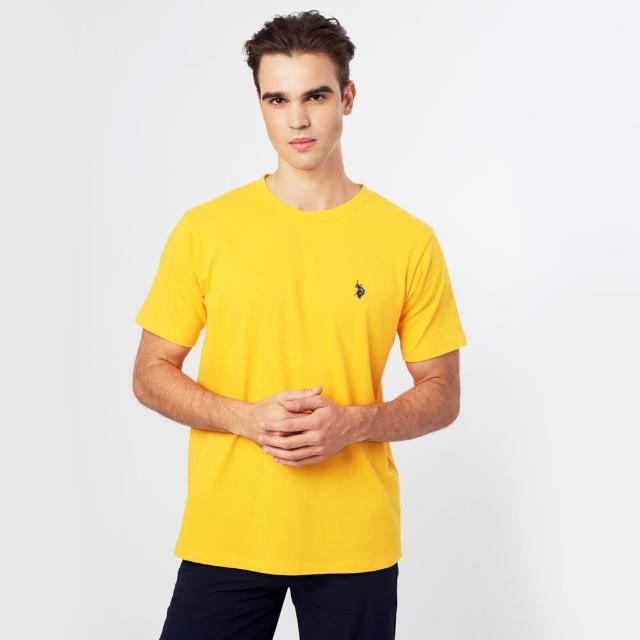 【U.S. POLO ASSN.】男款簡約小馬LOGOT恤-黃色(短袖 T恤 小馬)