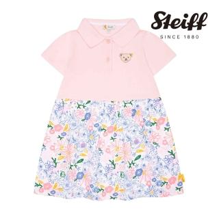 【STEIFF】熊頭童裝 短袖Polo花朵圖案洋裝(洋裝)
