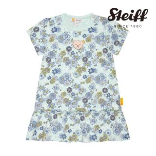 【STEIFF】熊頭童裝 花朵圖案短袖洋裝(洋裝)