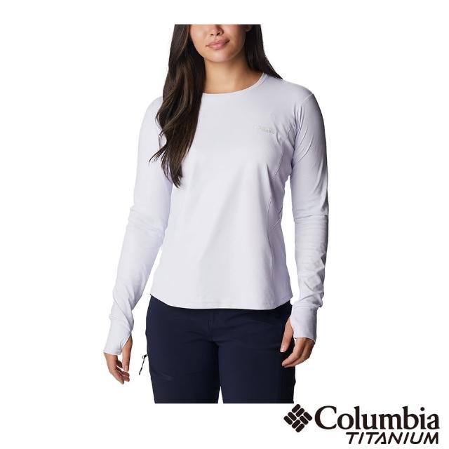 【Columbia 哥倫比亞 官方旗艦】女款-鈦抗曬酷涼快排長袖上衣-紫色(UAR44300PL / 2023春夏)