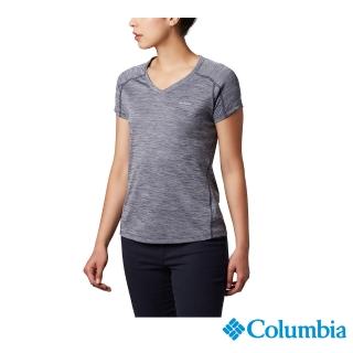 【Columbia 哥倫比亞 官方旗艦】女款-Zero Rules UPF30涼感快排短袖上衣-深藍(UAR69140NY / 2023春夏品)