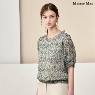 【Master Max】花苞領滿版普普五分袖雪紡上衣(8317025)
