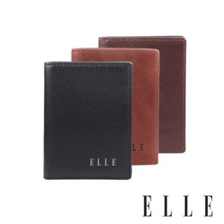 【ELLE HOMME】ELLE 精緻牛皮 品牌名片夾/卡片夾(黑色/深咖/淺咖)