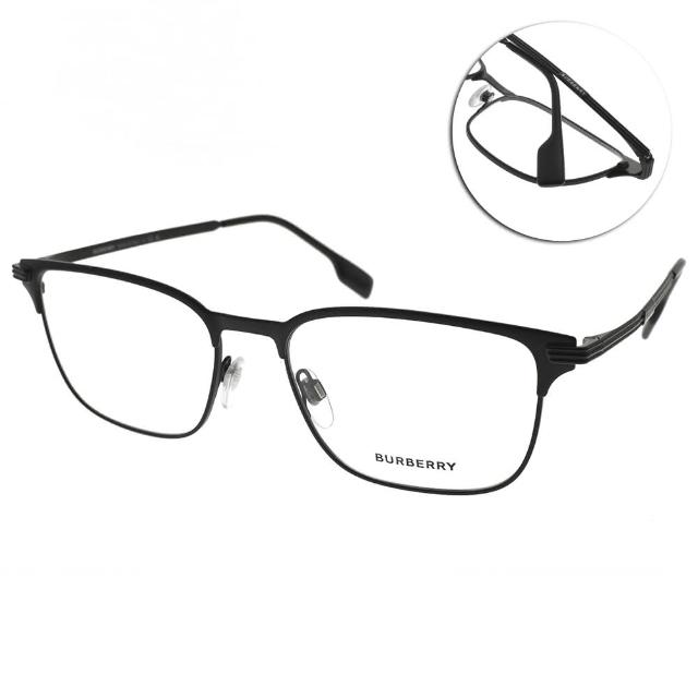 【BURBERRY 巴寶莉】眉框方框設計款 光學眼鏡(黑#B1372 1007)