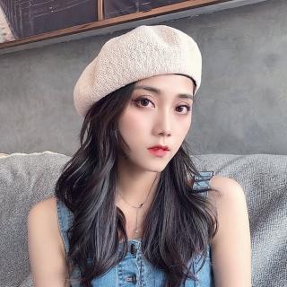 【Emi 艾迷】韓系春夏時尚蕾絲輕紗透氣 貝雷帽 畫家帽(可調節)