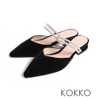 【KOKKO 集團】名媛輕奢兩穿式水鑽穆勒鞋(黑色)