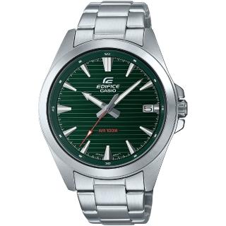 【CASIO 卡西歐】EDIFICE 簡約運動風大三針手錶-綠 畢業禮物(EFV-140D-3A)