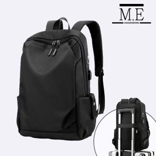 【M.E】旅行出國戶外USB充電可掛行李拉桿雙肩後背包/商務電腦包