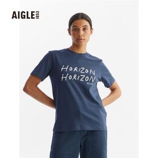 【AIGLE】女 有機棉短袖T恤(AG-FAD00A057 深藍)