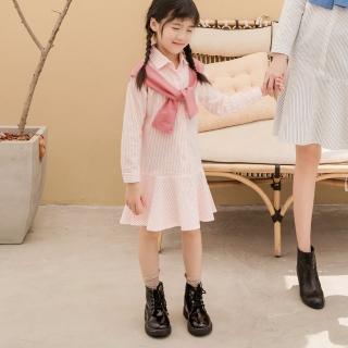 【OB 嚴選】親子系列假兩件條紋純棉魚尾洋裝童裝 《QA1111》