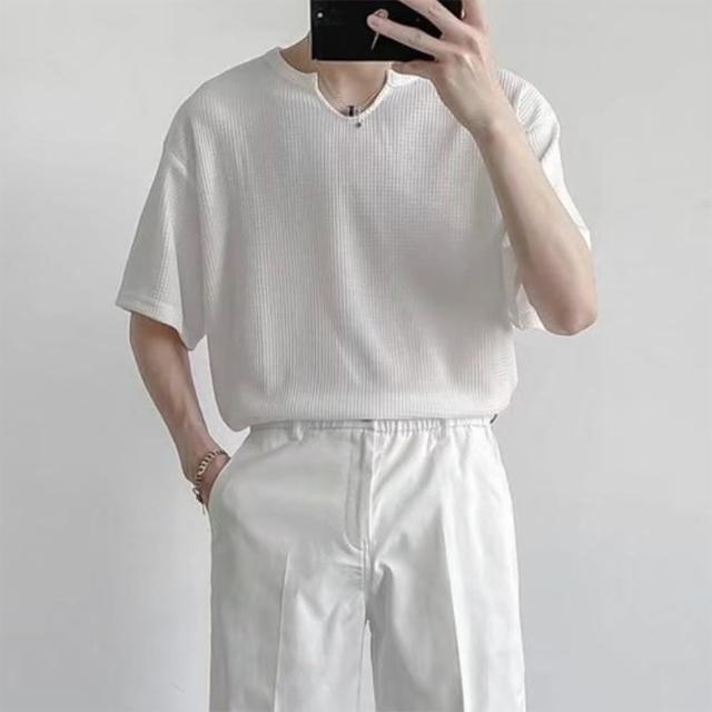 【Pure 衣櫃】慵懶風華夫格純色短袖長袖T恤(男裝/雅痞/KDTY-T107)